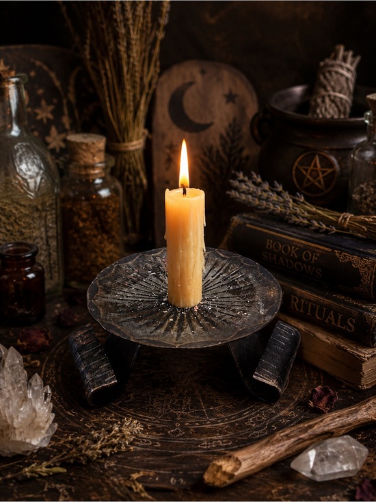 Other - Vintage Gothic Pricket Candle Holder Sunburst Tripod Witchy Altar Dark Academia